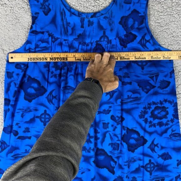 Ui Maikai Blue Hibiscus Tropical Island Vintage Hawaiian Mumu Dress Womens XL - Picture 4 of 10